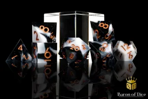 Marble Sharp Edge RPG Dice Set - 7 Pieces