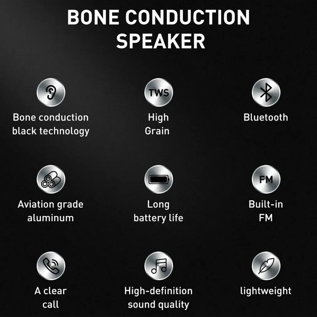 Mini Bluetooth Bone Conduction Speaker: Portable TWS Stereo Soundbox with Dual Audio Channels & FM Radio