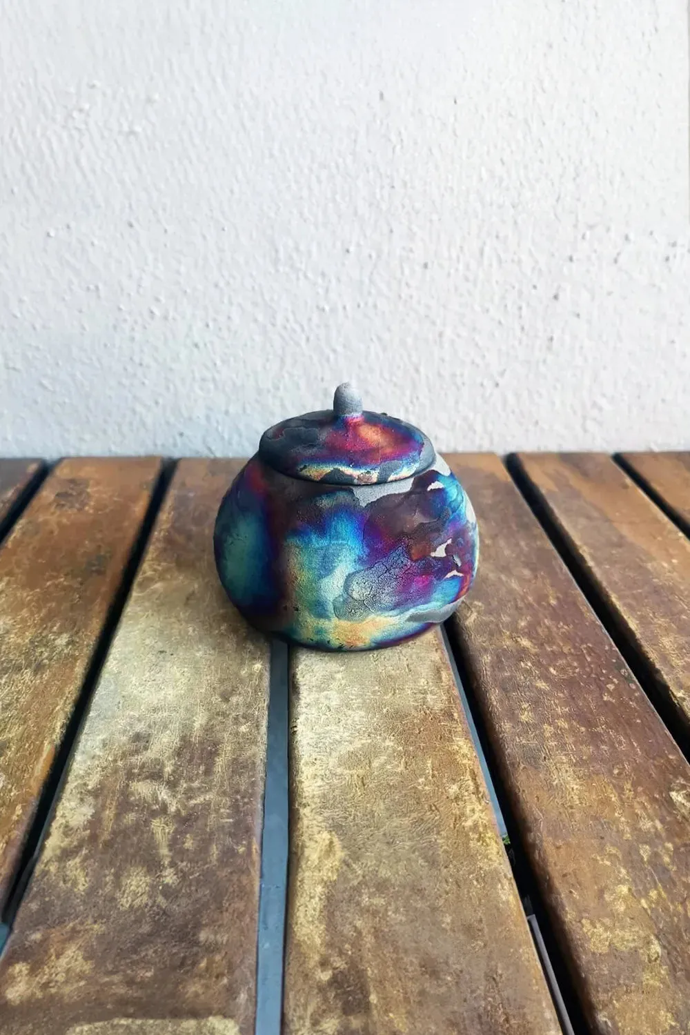 Mini Raku Pottery Jar with Lid
