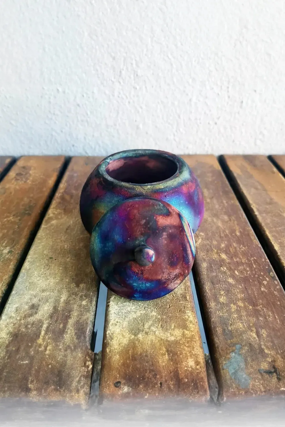 Mini Raku Pottery Jar with Lid