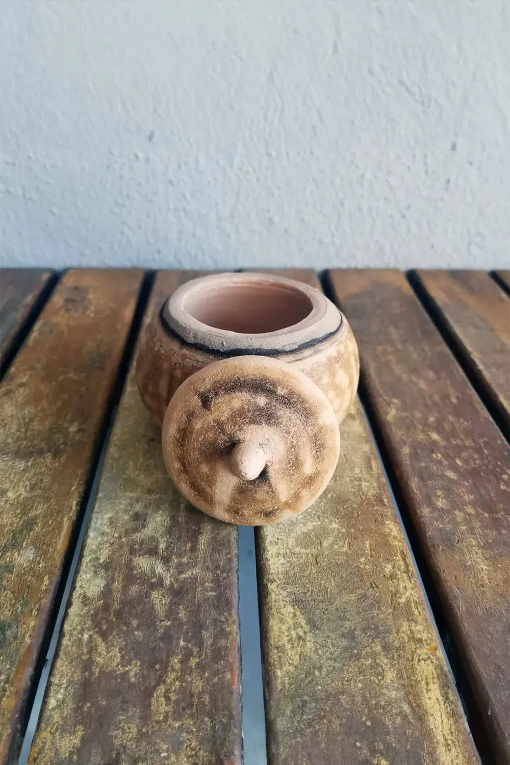 Mini Raku Pottery Jar with Lid