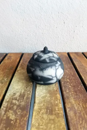 Mini Raku Pottery Jar with Lid