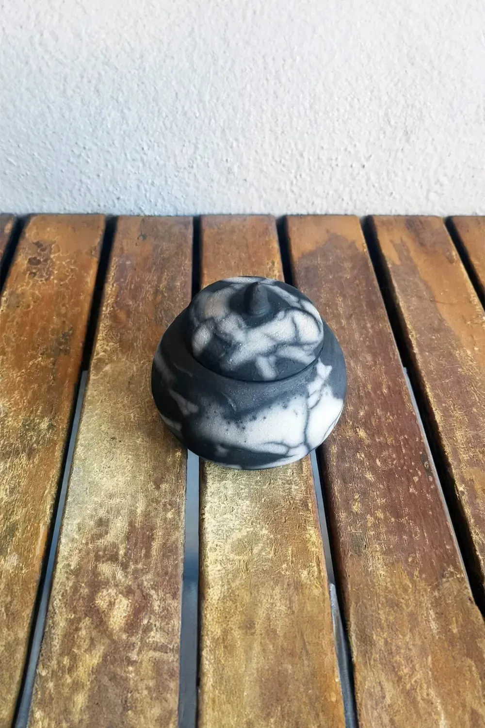 Mini Raku Pottery Jar with Lid
