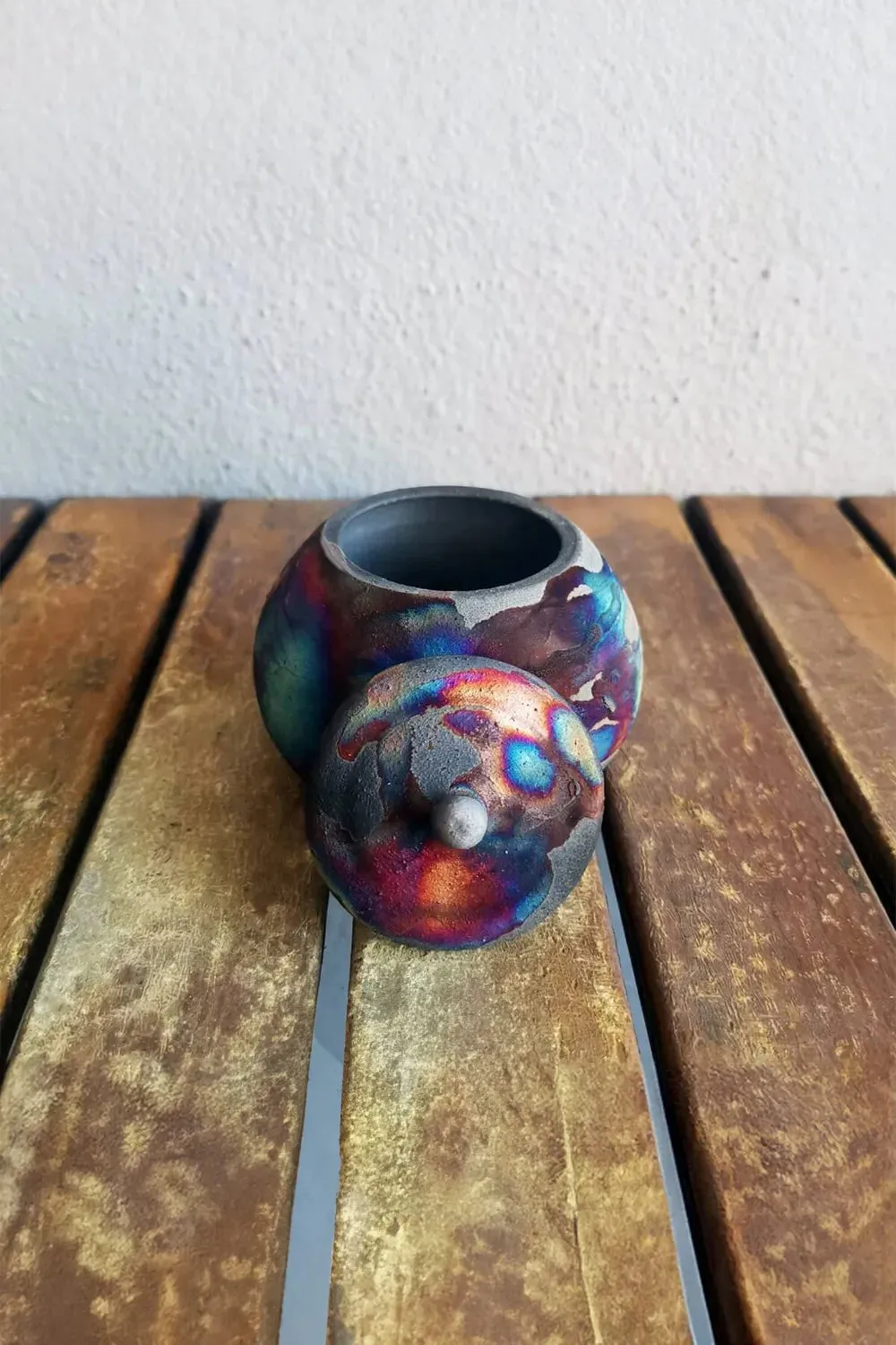 Mini Raku Pottery Jar with Lid