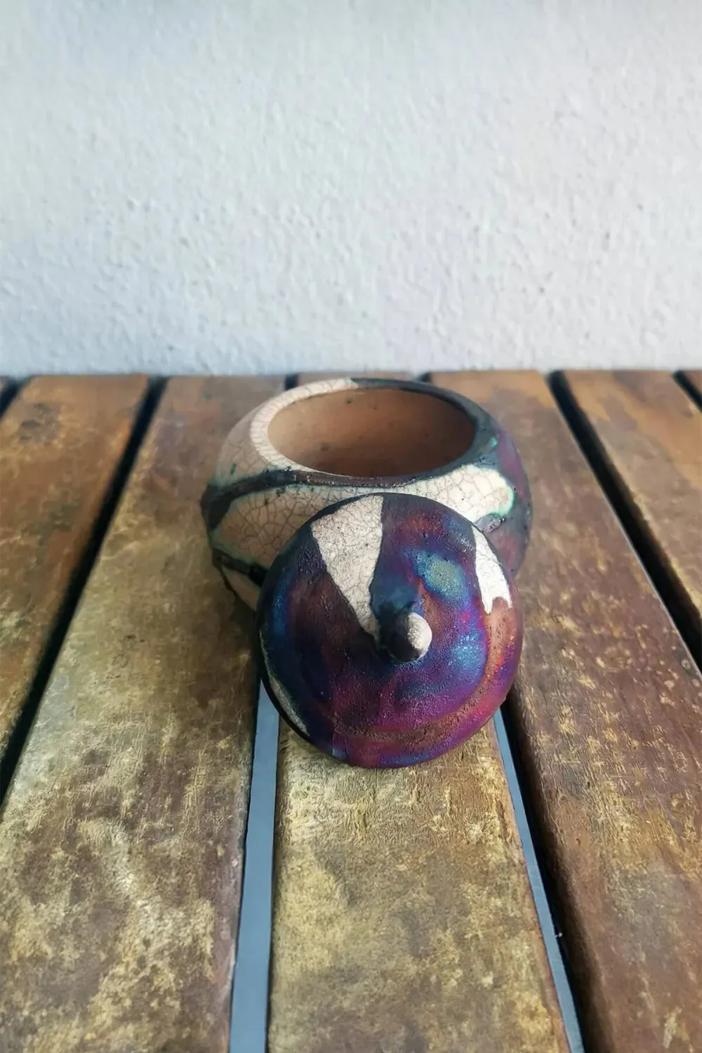 Mini Raku Pottery Jar with Lid