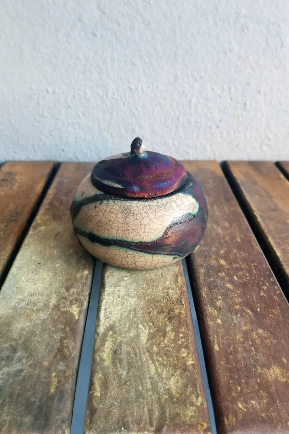 Mini Raku Pottery Jar with Lid