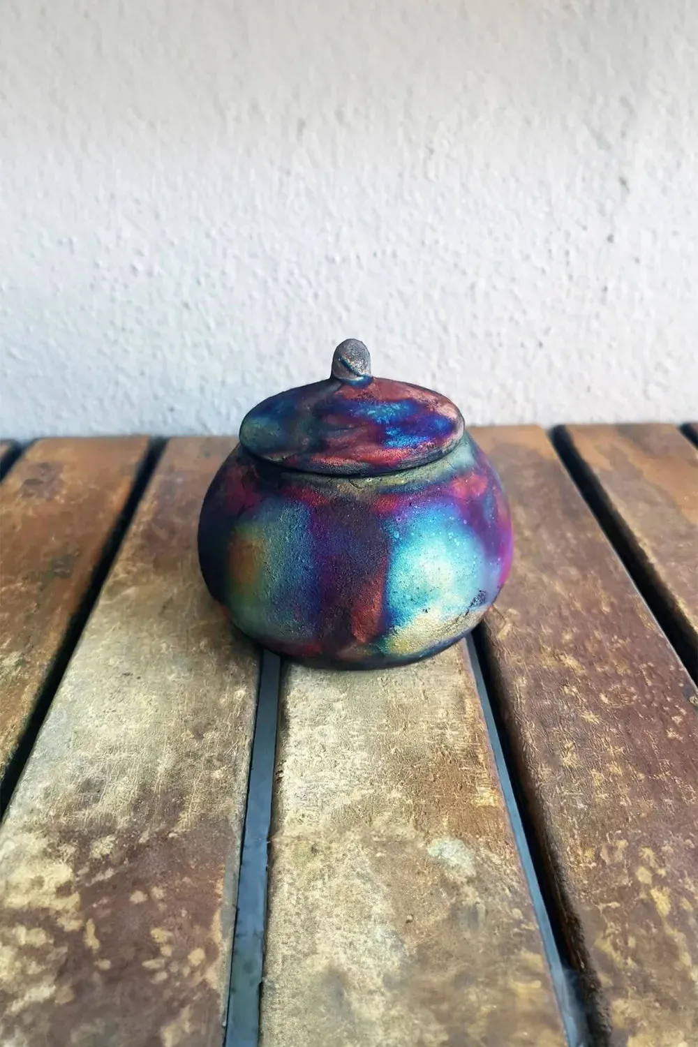Mini Raku Pottery Jar with Lid