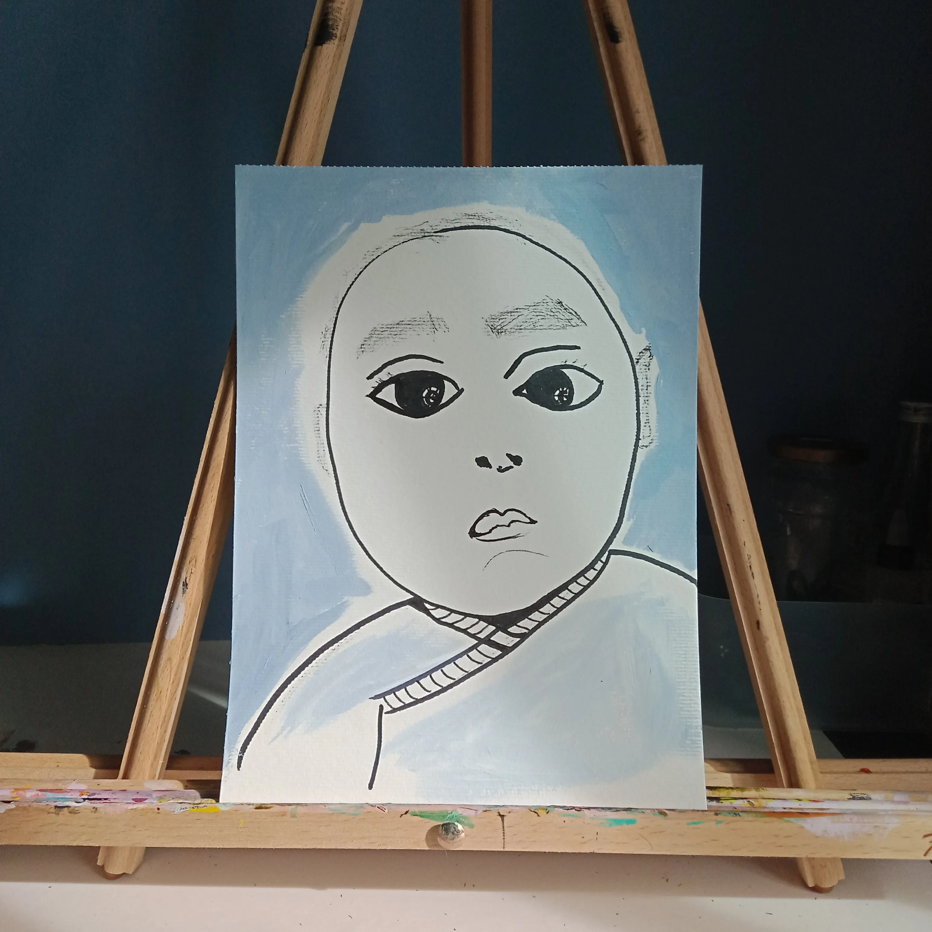 Original mid-century modern minimalist commissioned portraits: kids, babies, adults, pets