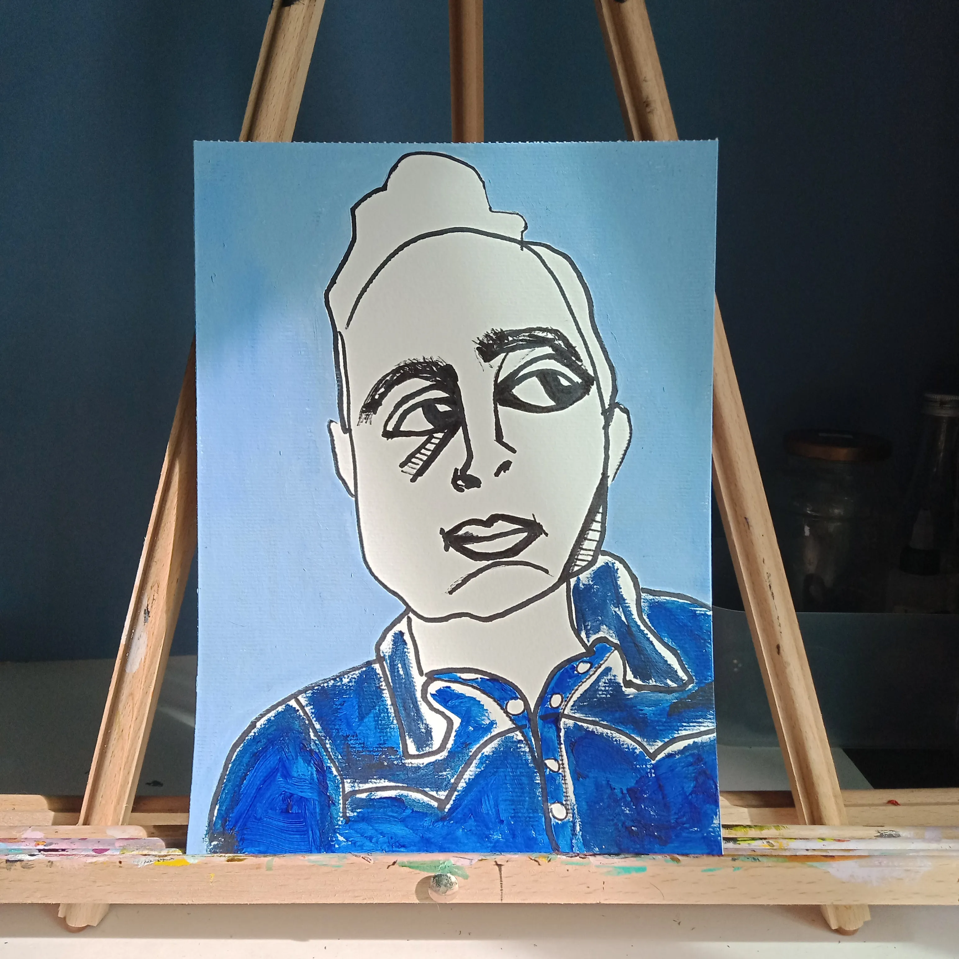 Original mid-century modern minimalist commissioned portraits: kids, babies, adults, pets