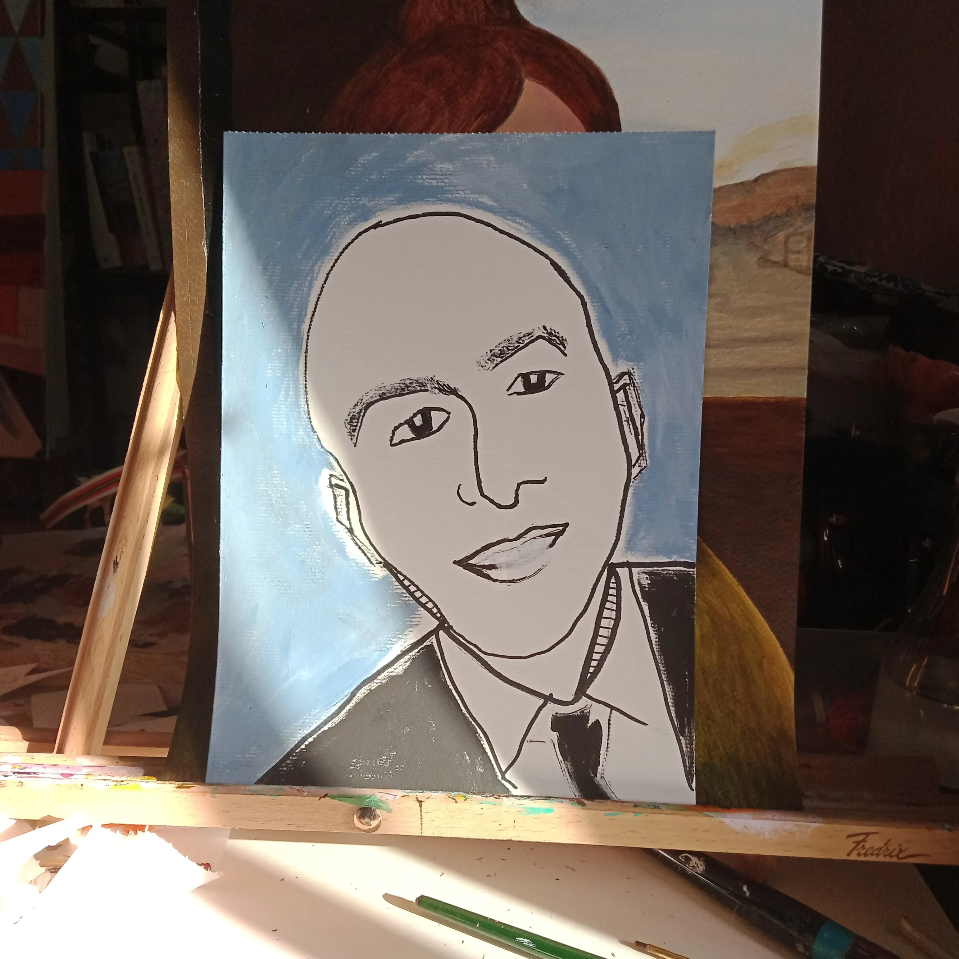 Original mid-century modern minimalist commissioned portraits: kids, babies, adults, pets