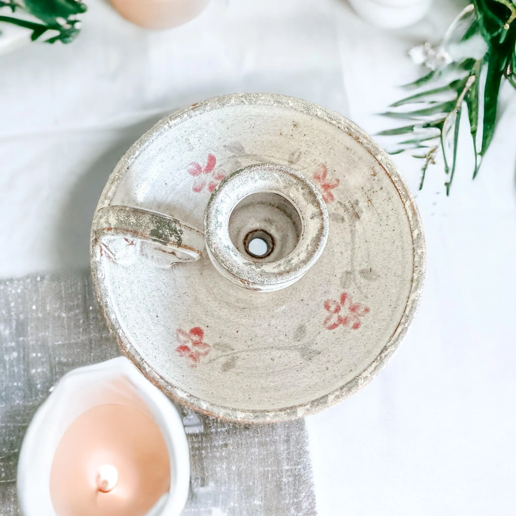 Owens Vintage Pottery Chamberstick Candle Holder