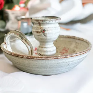 Owens Vintage Pottery Chamberstick Candle Holder