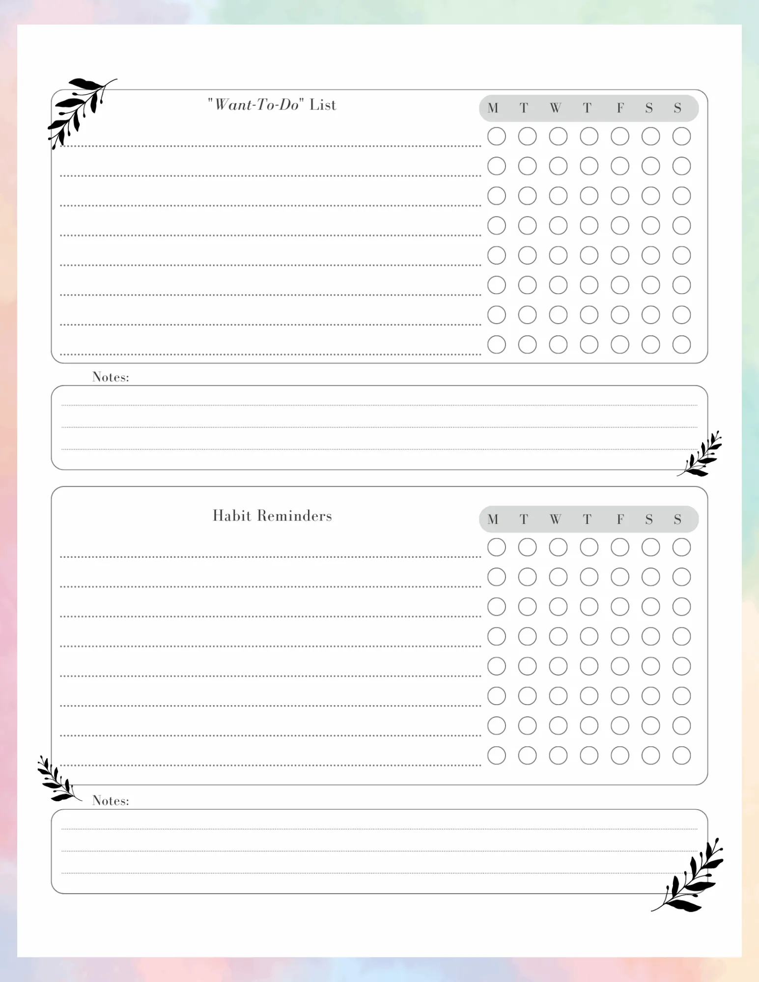 Planner Pages Goal & Habit trackers