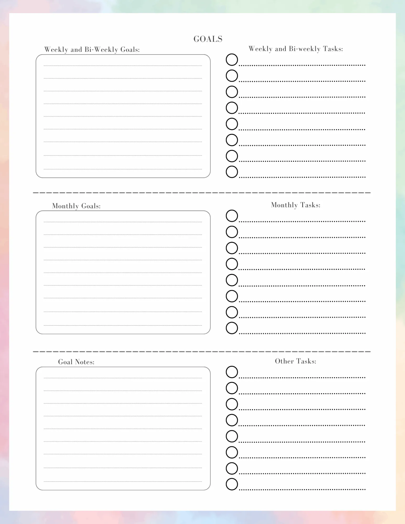Planner Pages Goal & Habit trackers