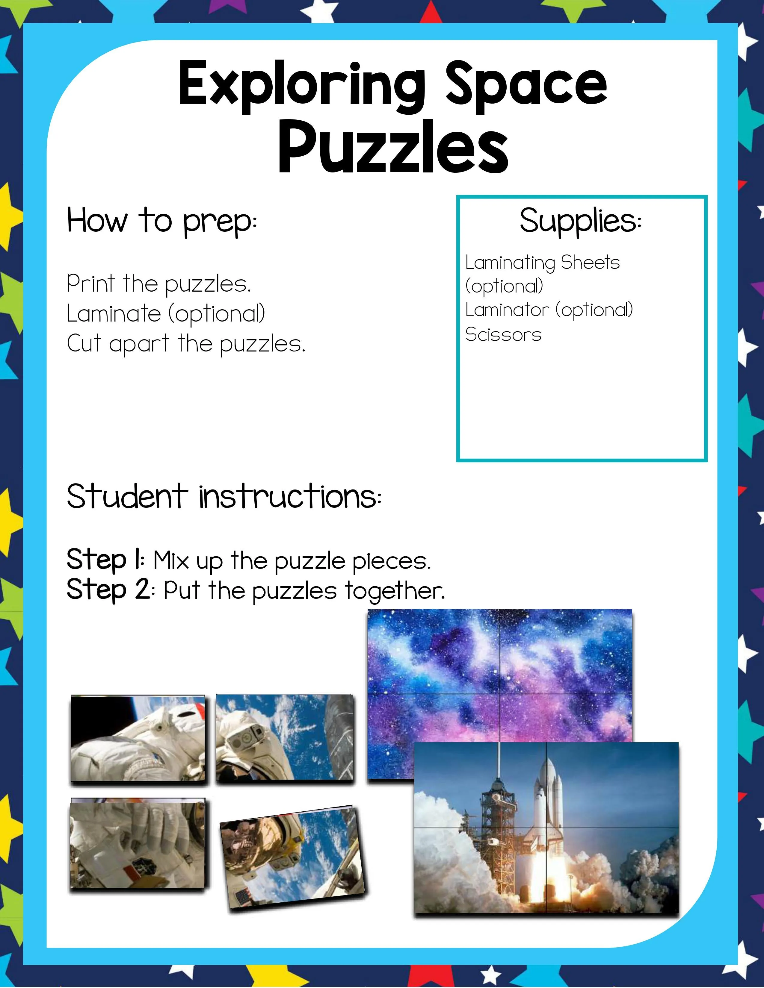 Preschool Space Theme Pack