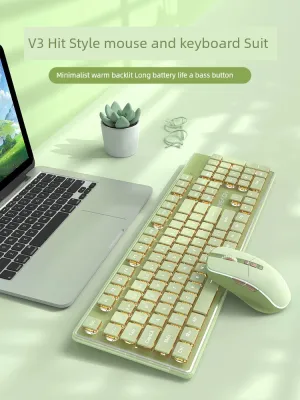 Prewalker V3 Wireless Bluetooth Keyboard Mouse Suit Mute Wired Mechanical Feeling Computer Girl Office Key Mouse