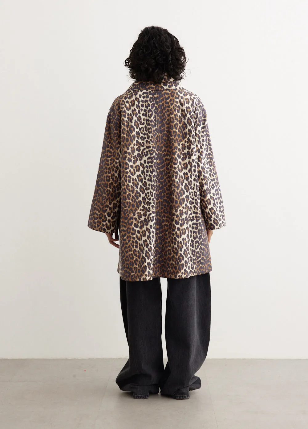 Printed Canvas Oversized Midi Jacket