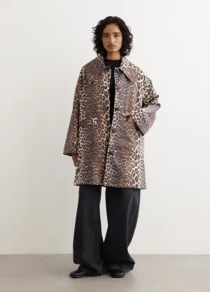 Printed Canvas Oversized Midi Jacket