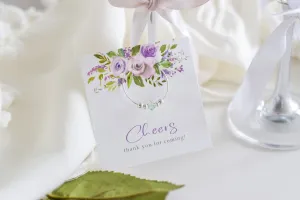 Purple Floral Birthday Party Favors, Swarovski Crystal Wine Charm