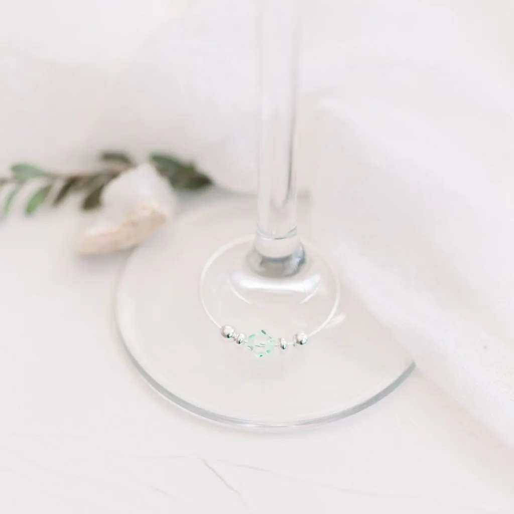 Purple Floral Wedding Favors, Swarovski Crystal Wine Charm