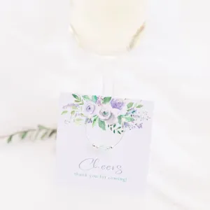 Purple Floral Wedding Favors, Swarovski Crystal Wine Charm