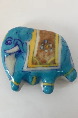 Ram Gopal Blue Pottery Handcrafted 'Fridge magnet ' Light Blue elephant ( Set of 2)-28