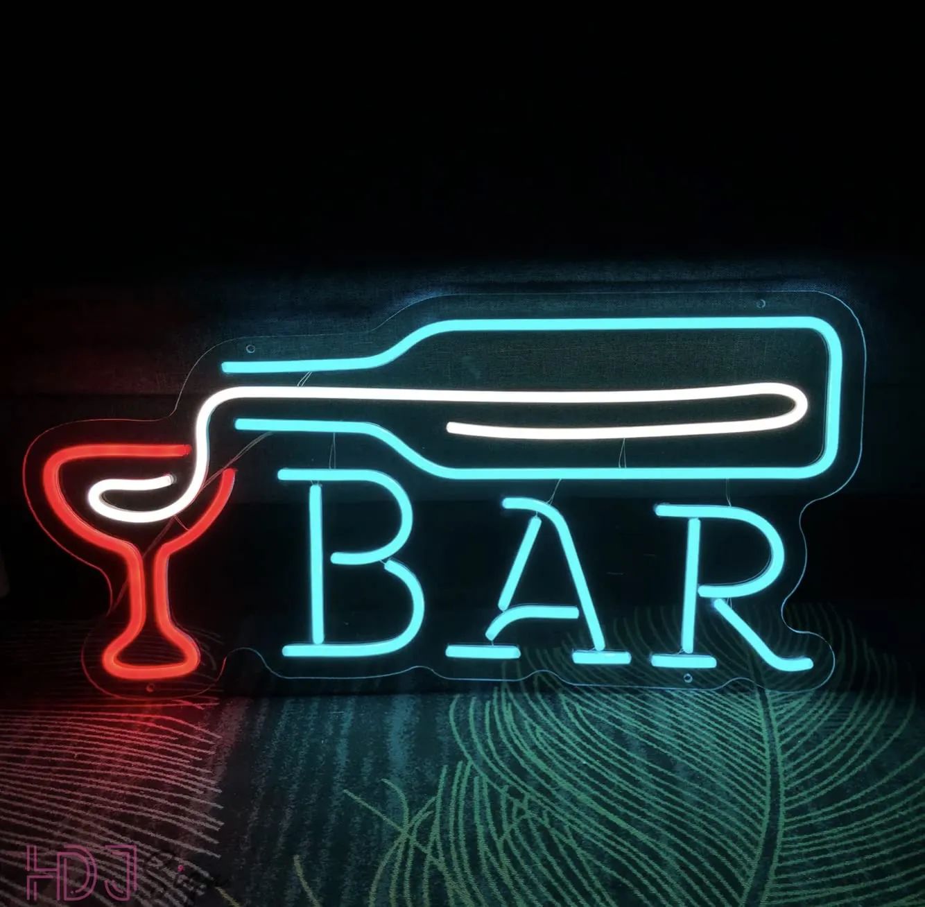 RECTANGULAR BAR BEER NEON WINE BOTTLE SIGN BAR DECOR - PACK OF 1