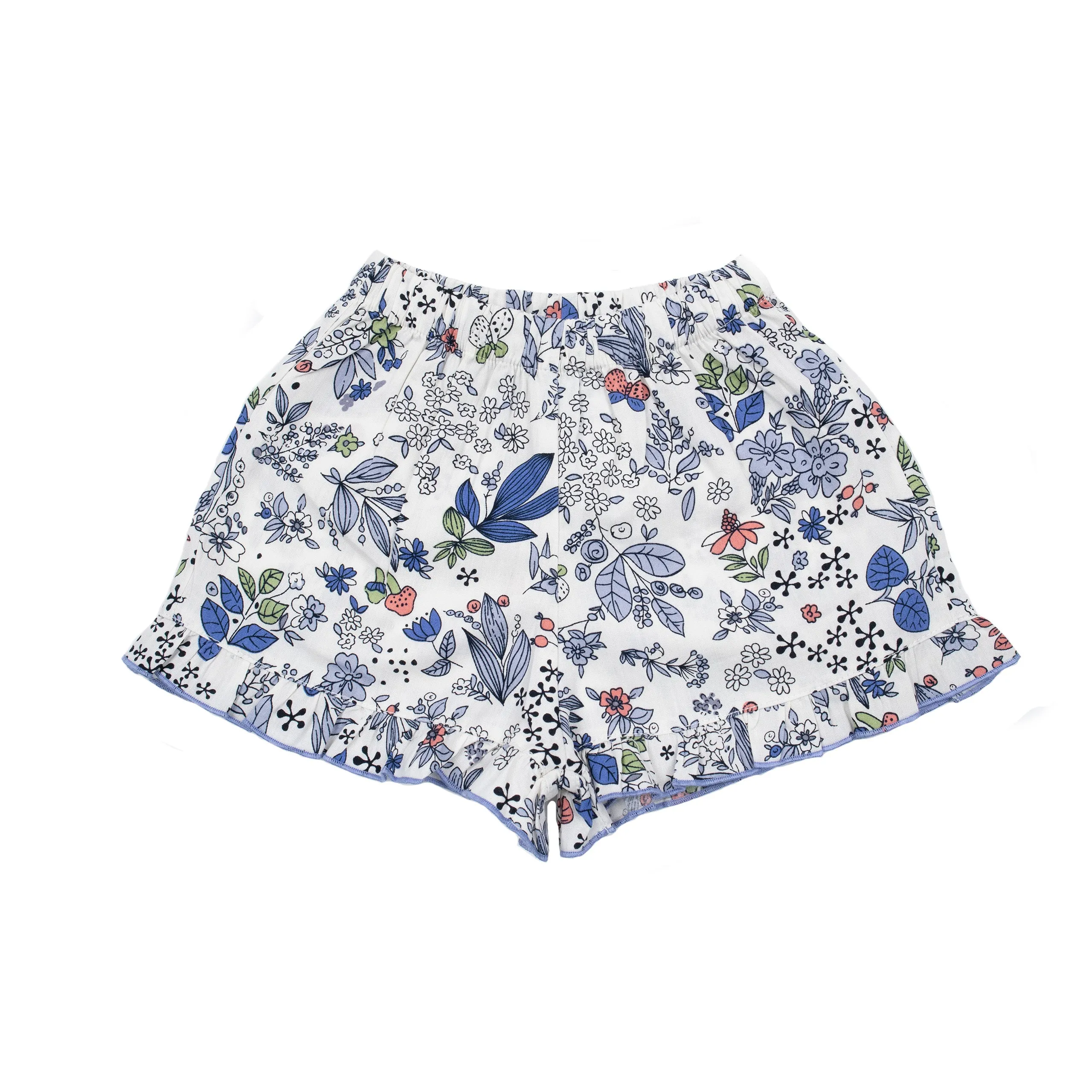 Ruffle Trim Shorts, Infant, Blue Multi