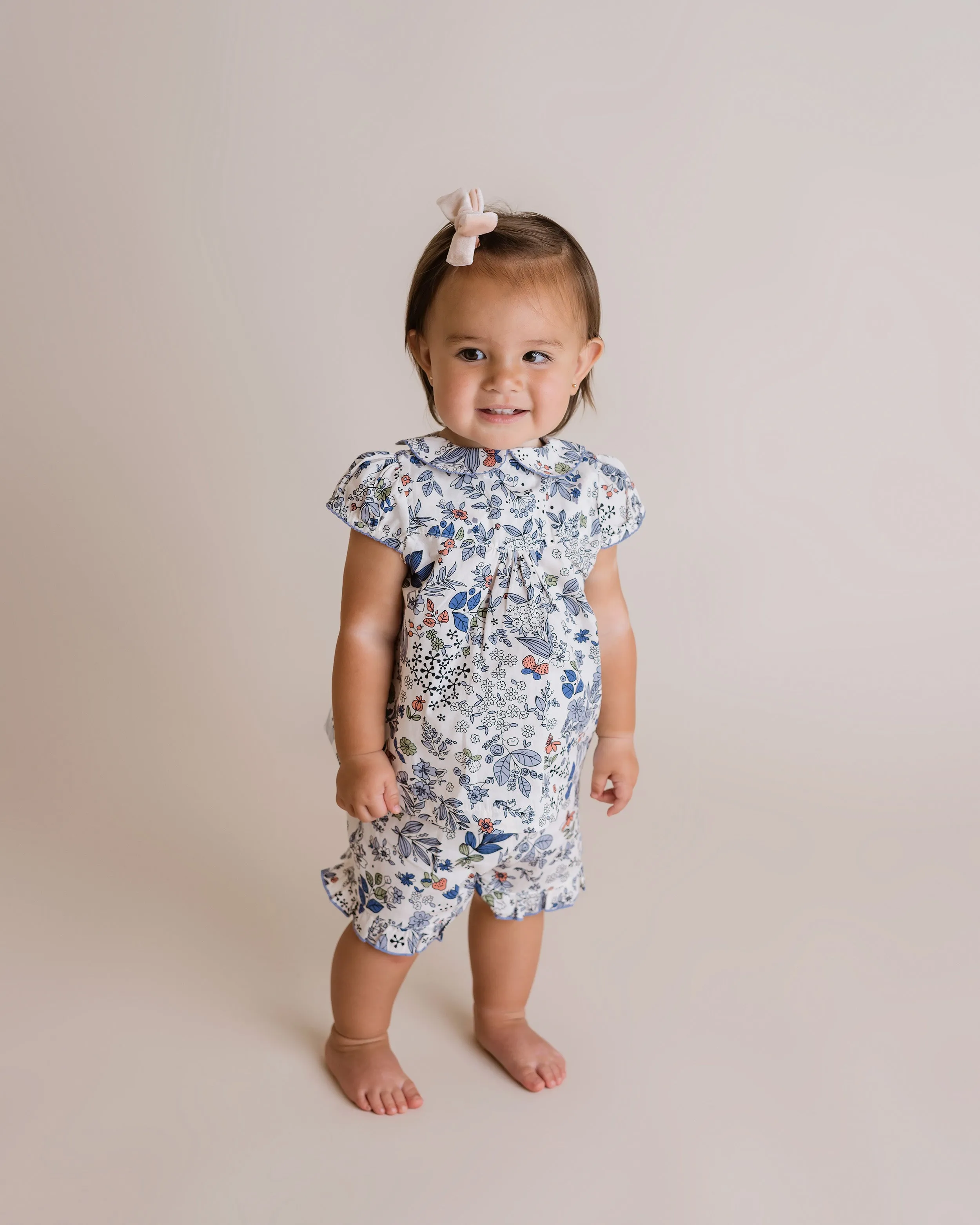 Ruffle Trim Shorts, Infant, Blue Multi