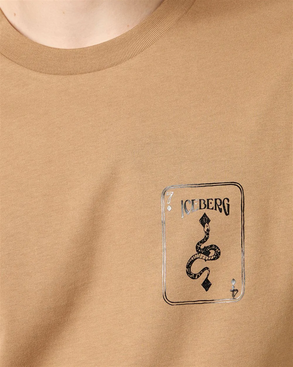 Short-sleeved T-shirt with prints and embroidery (Khaki) - I24F02063271229