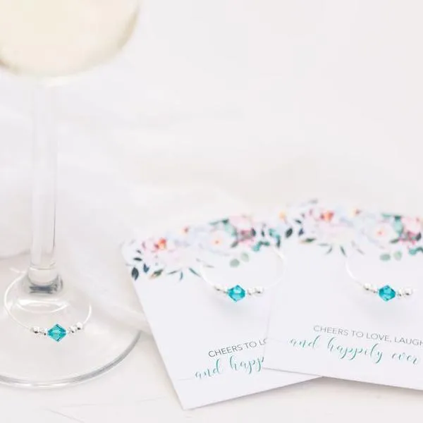 Spring Floral Wedding Favors, Swarovski Crystal Wine Charm