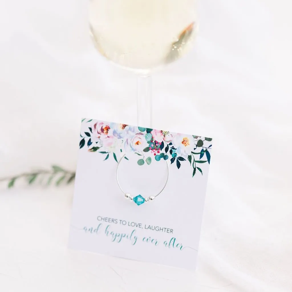 Spring Floral Wedding Favors, Swarovski Crystal Wine Charm