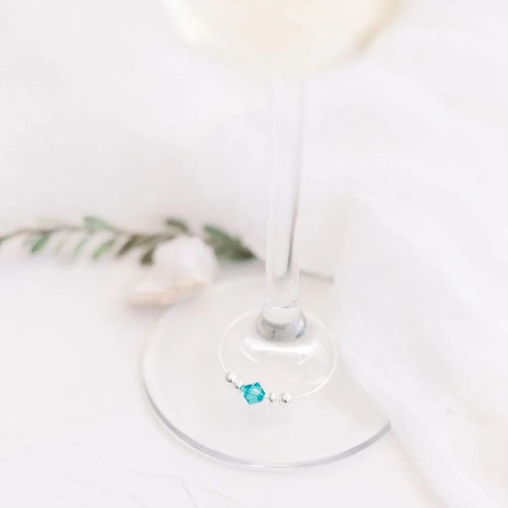 Spring Floral Wedding Favors, Swarovski Crystal Wine Charm