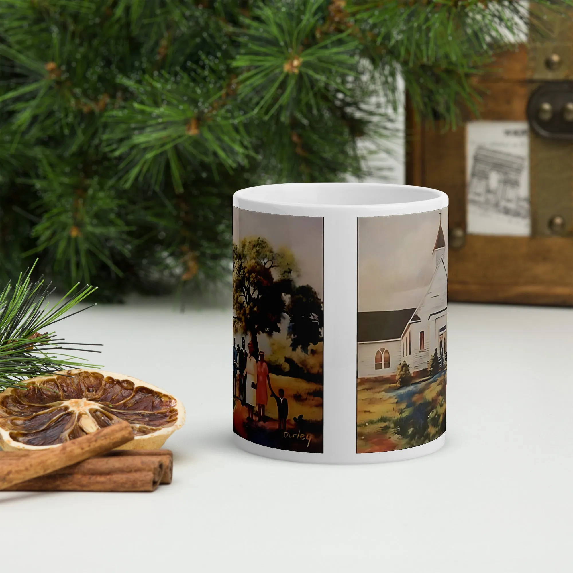 Sunday Worship Ceramic Mug / Coffee or Tea Cup / Black Art / African American Art / Religious Art / Black Church / Positive Black Images