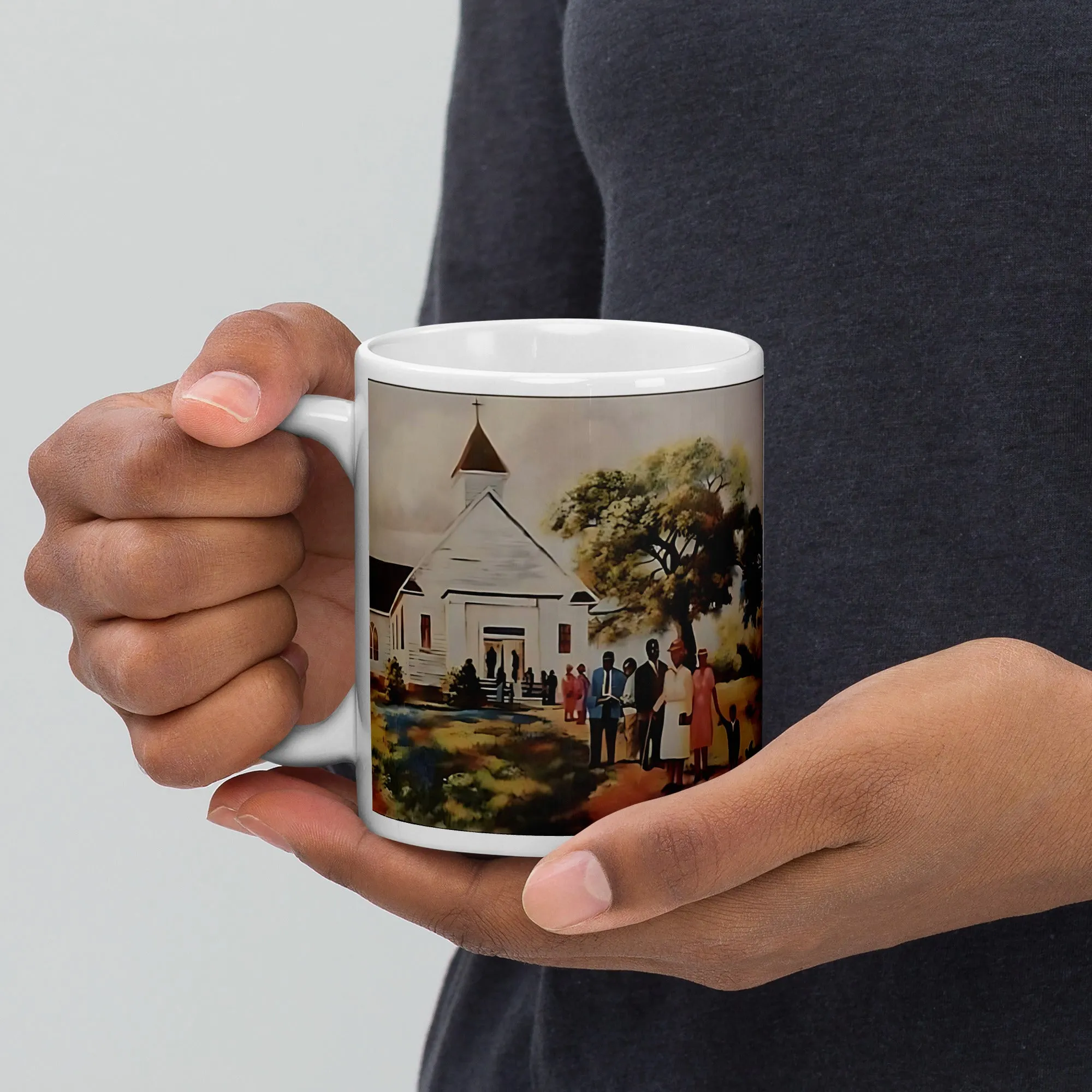 Sunday Worship Ceramic Mug / Coffee or Tea Cup / Black Art / African American Art / Religious Art / Black Church / Positive Black Images