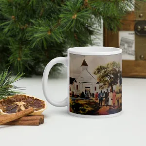 Sunday Worship Ceramic Mug / Coffee or Tea Cup / Black Art / African American Art / Religious Art / Black Church / Positive Black Images