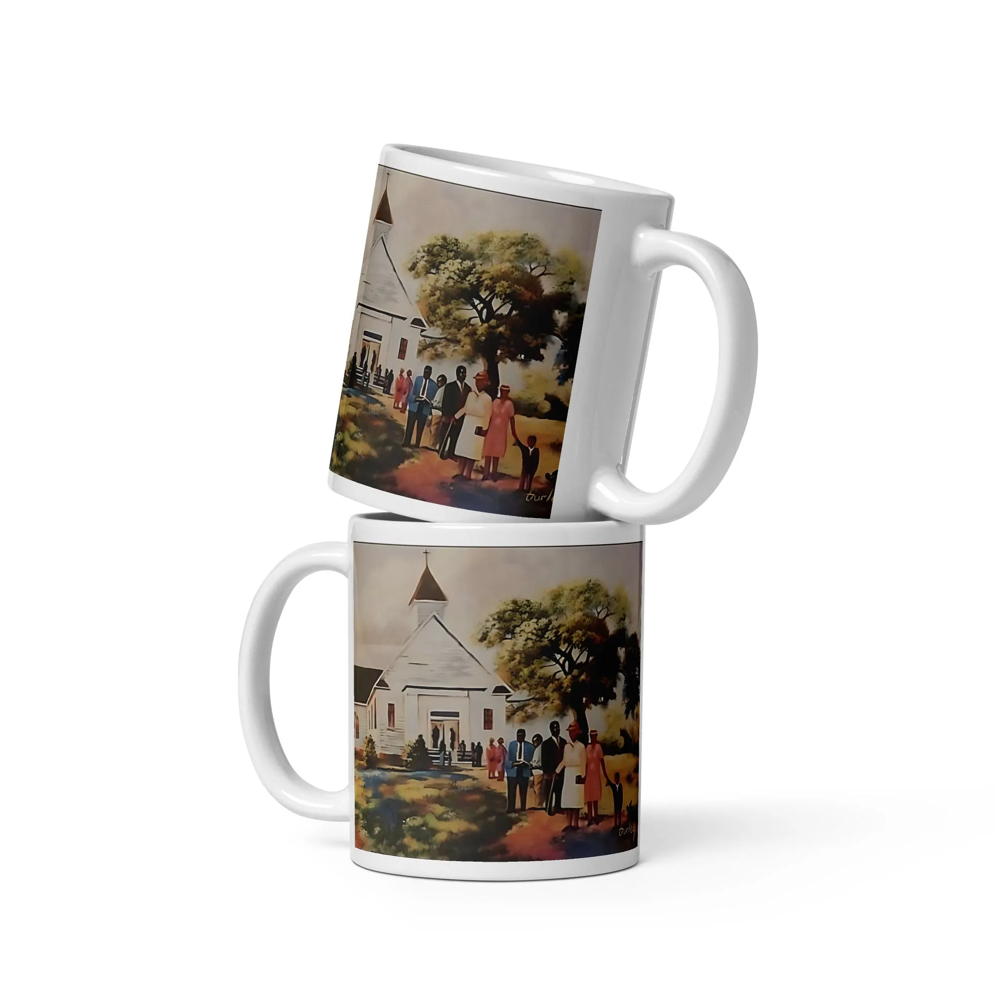 Sunday Worship Ceramic Mug / Coffee or Tea Cup / Black Art / African American Art / Religious Art / Black Church / Positive Black Images