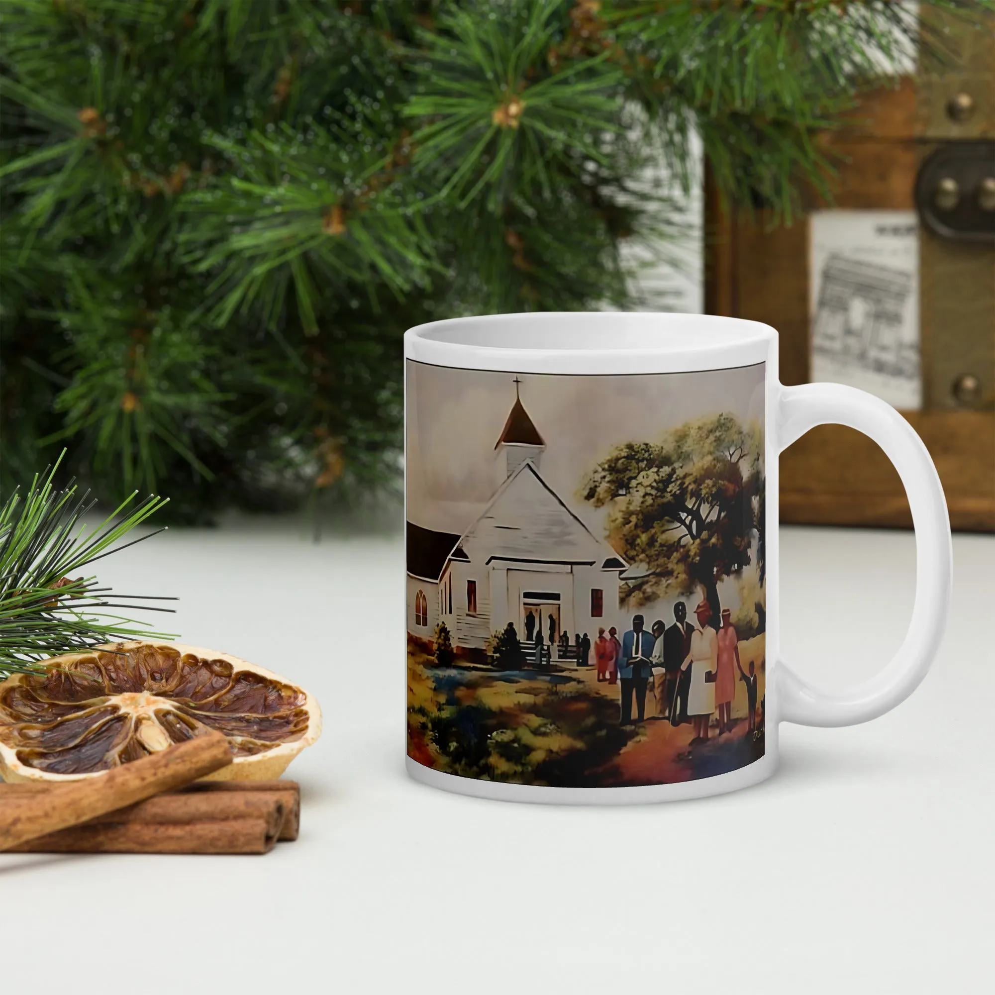 Sunday Worship Ceramic Mug / Coffee or Tea Cup / Black Art / African American Art / Religious Art / Black Church / Positive Black Images