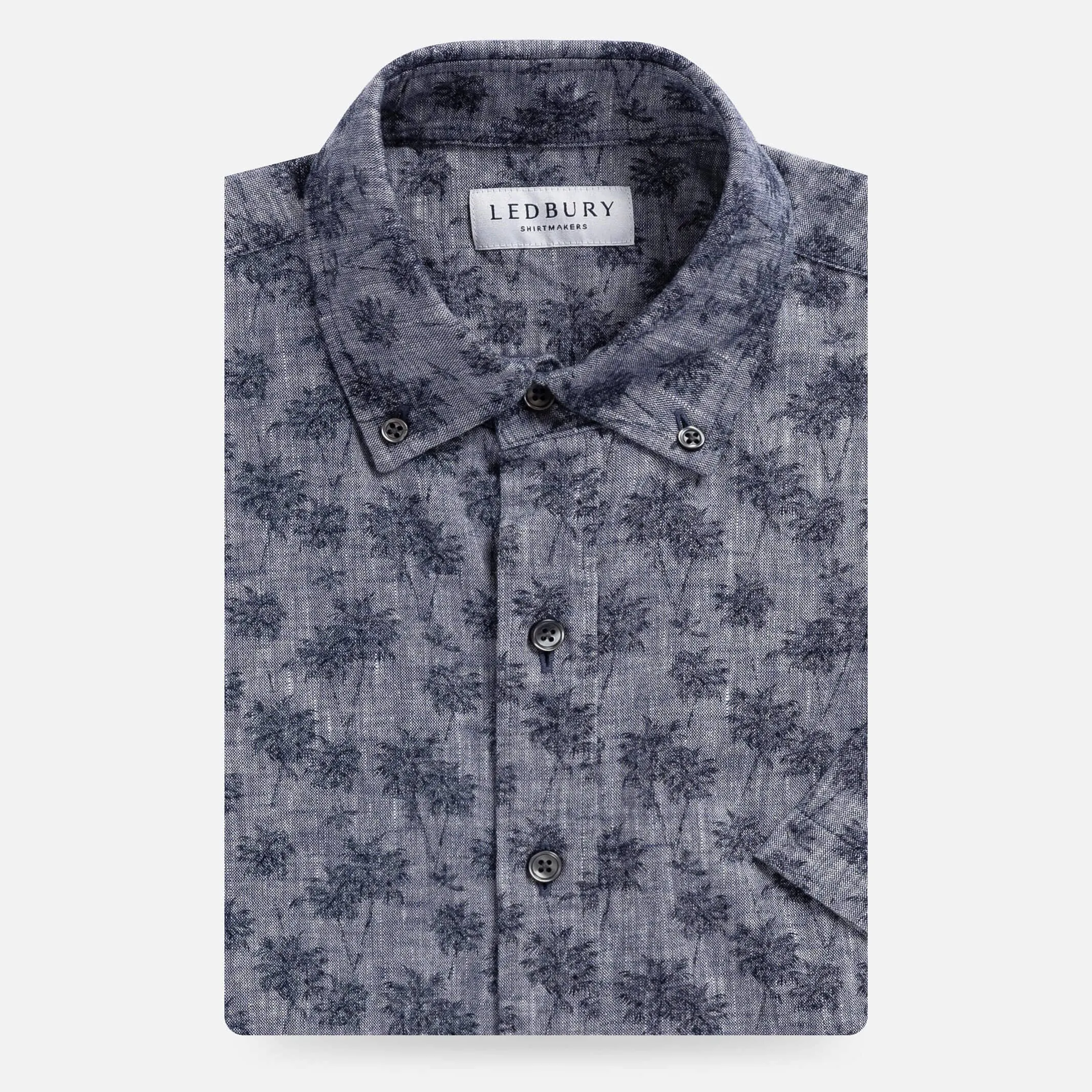 The Vintage Navy Sandoval Palm Print Short Sleeve Custom Shirt