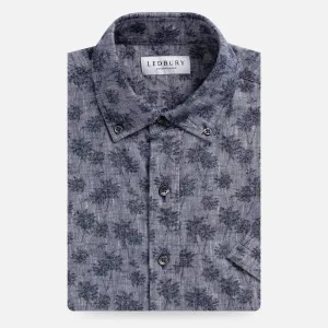 The Vintage Navy Sandoval Palm Print Short Sleeve Custom Shirt