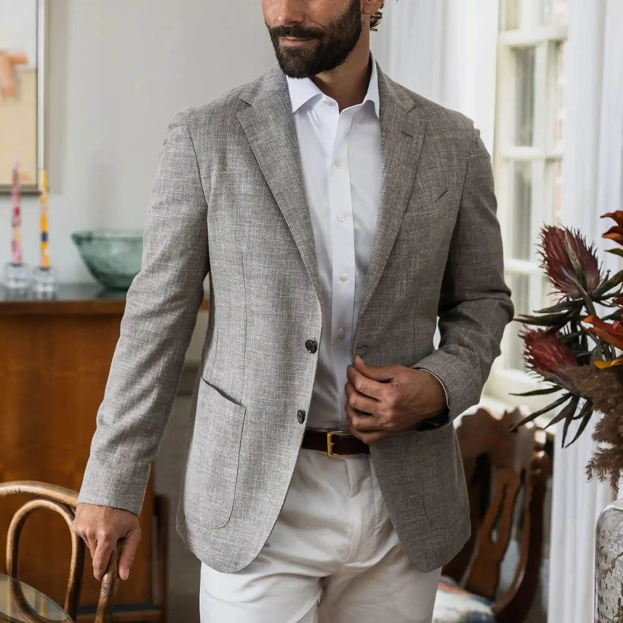 The White Thompson Non Iron Comfort Stretch Twill Custom Shirt