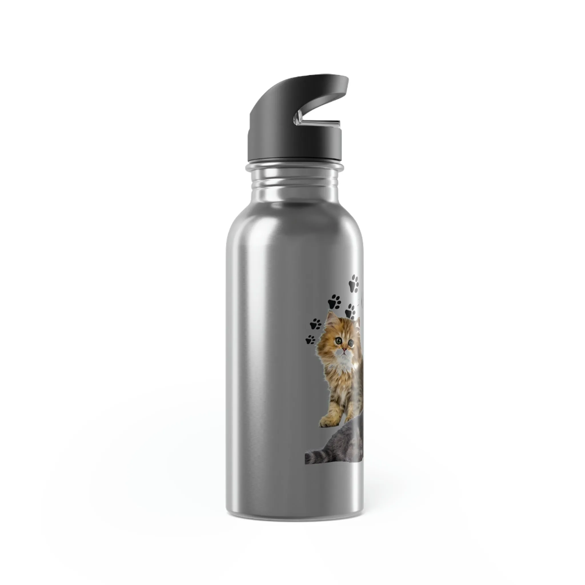 Three Persian Cats Meow POD Cat  Stainless Steel Water Bottle With Straw, 20oz