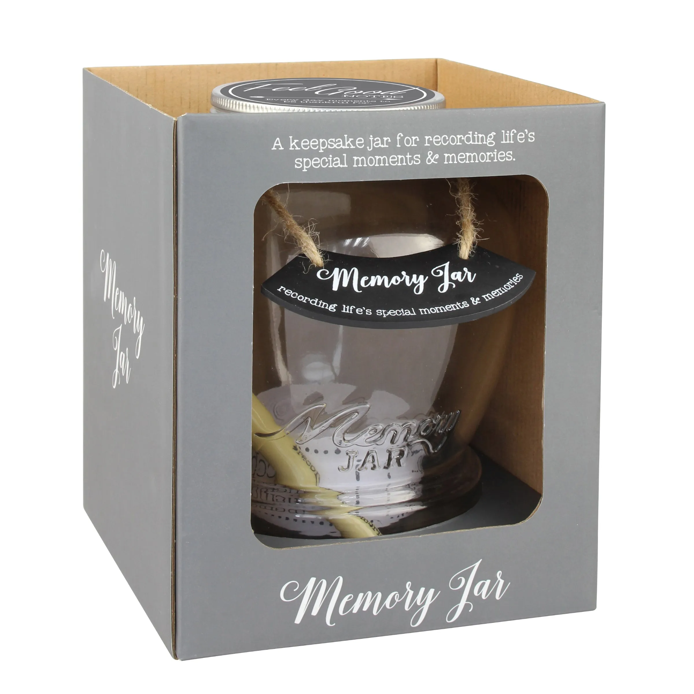 Top Shelf Feel Good Memory Jar With 180 Tickets, Pen, and Decorative Lid (WS)