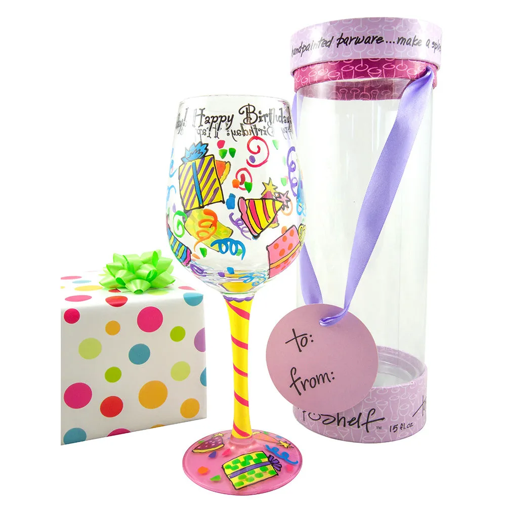 Top Shelf Happy Birthday Wine Glass