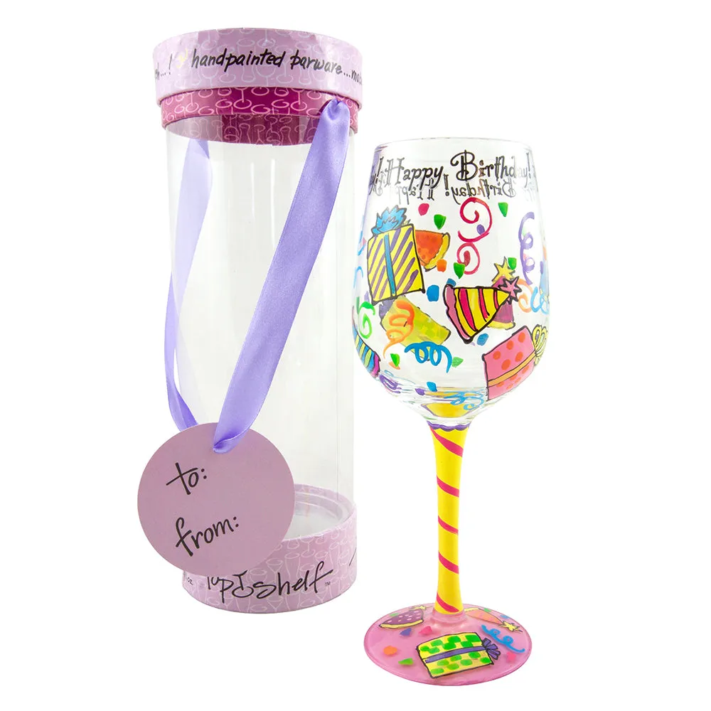 Top Shelf Happy Birthday Wine Glass