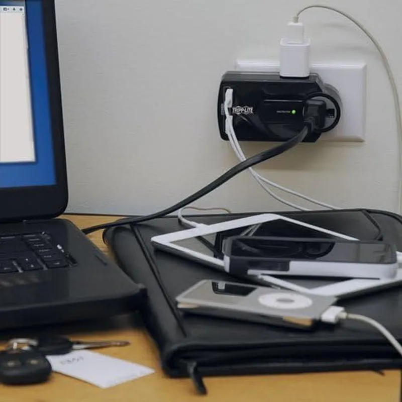 Tripp Lite 3 Outlet Portable Surge Protector Power Strip, Direct Plug In, 2 USB, $5,000 Insurance (SK120USB)