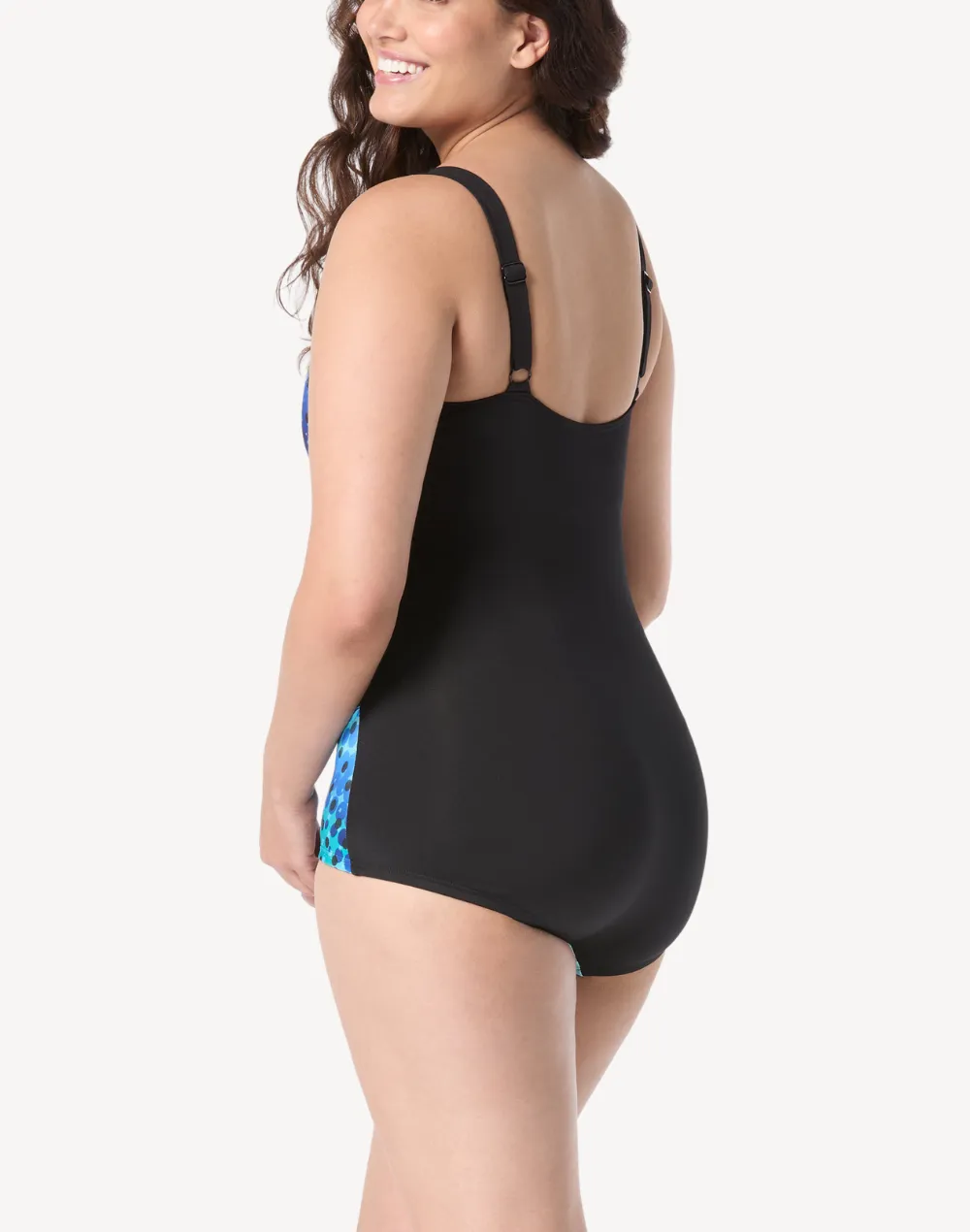 Underwater Dot V Neck Polyester One Piece Swimsuit