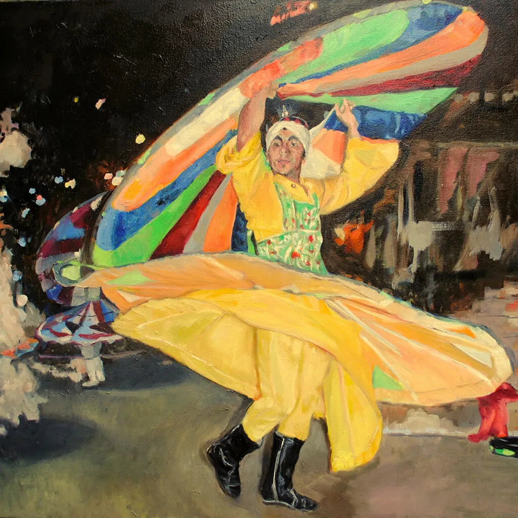 Whirling Dervish oil portrait by Stella Tooth