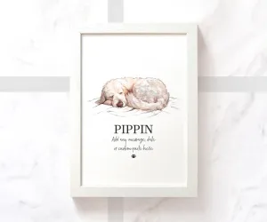 White Goldendoodle Personalised Print
