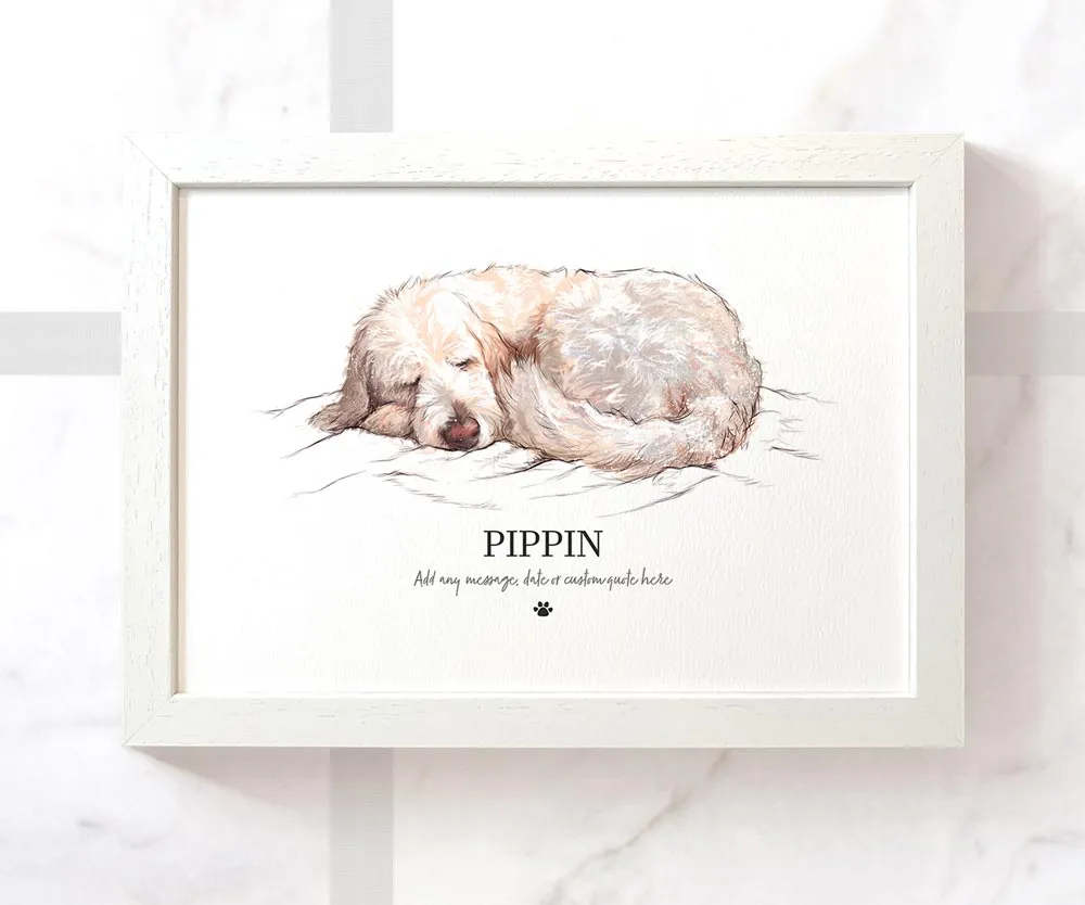 White Goldendoodle Personalised Print